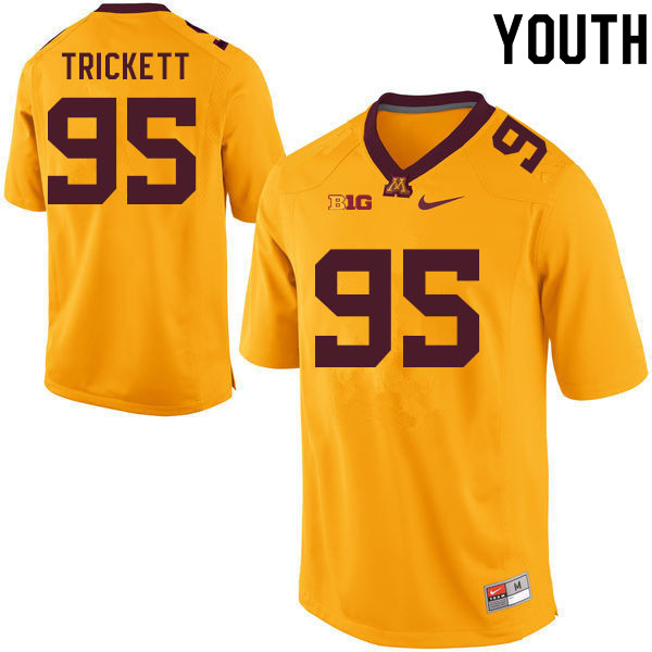 Youth #95 Matthew Trickett Minnesota Golden Gophers College Football Jerseys Sale-Gold - Click Image to Close